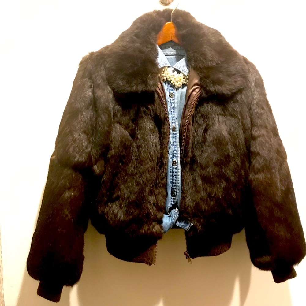 Genuine Rabbit Fur Bomber Jacket